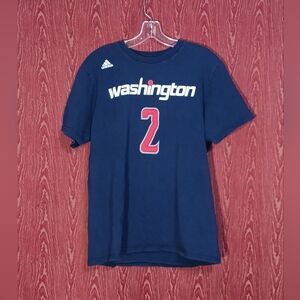 NBA ADIDAS WALL 2 Navy Blue Washington Short Sleeve Round Neck Unisex Tee Sz Lg